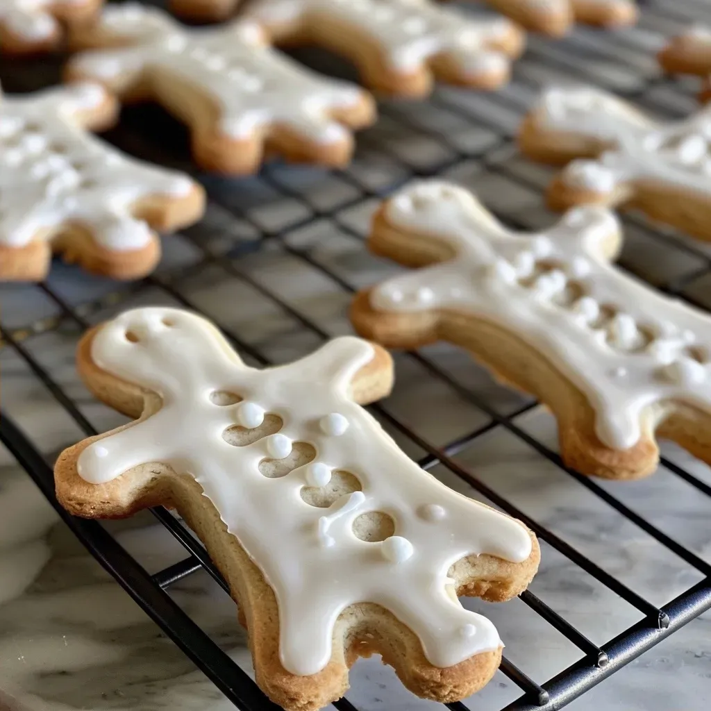 ['Close-up of decorated bone-shaped sugar cookies in various spooky icing designs.', 'Side view of bone-shaped sugar cookies with colorful icing, displayed on a rustic background.', 'A detailed photo of sugar cookies shaped like bones, showcasing intricate icing patterns.', 'Delicious bone-shaped sugar cookies with festive icing, arranged on a plate.']