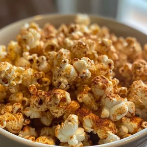 ['A close-up view of a bowl filled with freshly made cinnamon popcorn, showcasing its golden color and crispy texture.', 'Side view of a delicious serving of cinnamon-flavored popcorn, glistening with butter and spices.', 'A detailed look at fluffy popcorn coated in a sweet and spicy cinnamon mixture, set against a neutral background.', 'Close-up image of cinnamon popcorn, highlighting the crunchy kernels and a dusting of cinnamon sugar.']