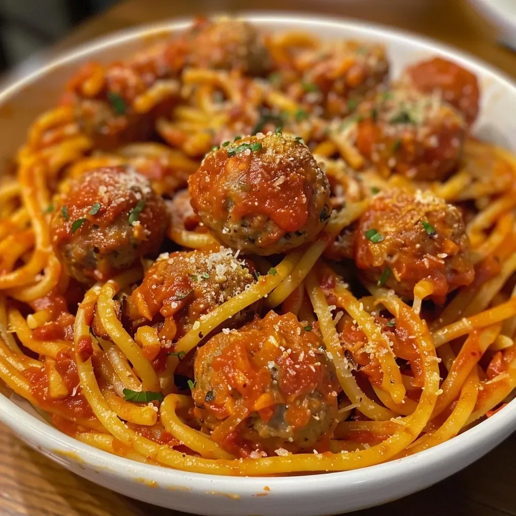 ['Close-up of a plate featuring Eyeball Pasta with meatballs resembling eyeballs.', 'Juicy Eyeball Pasta dish with spaghetti and meatballs captured in side view.', 'Detailed view of Eyeball Pasta showcasing spaghetti and round meatballs on a plate.', 'Close-up image of pasta dish with distinctive meatballs shaped like eyeballs.']