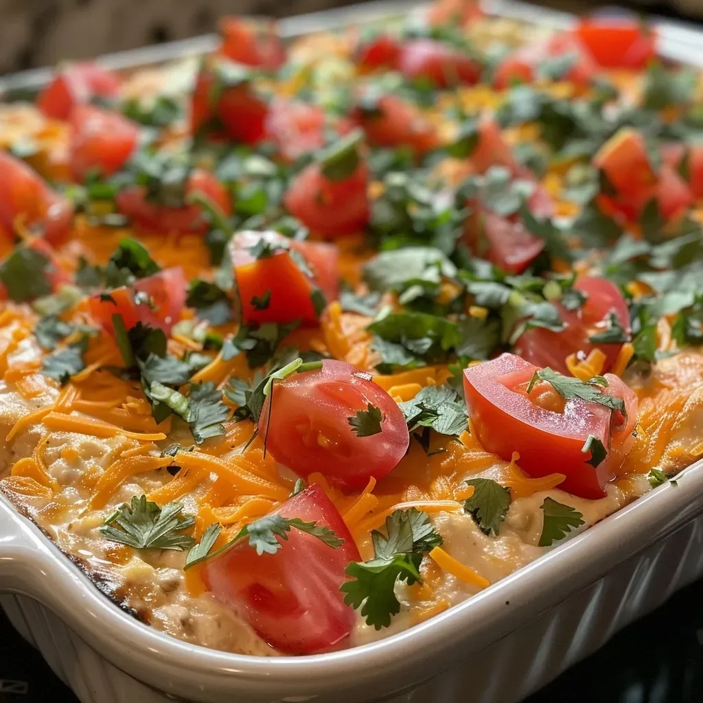 ['Close-up side view of a bowl filled with colorful High Protein Boat Dip topped with fresh cilantro.', 'A vibrant arrangement of High Protein Boat Dip with bright red tomatoes and shredded cheese visible.', 'Delicious High Protein Boat Dip featuring creamy layers of cottage cheese and Greek yogurt in a bowl.', 'Side view of a rich and colorful High Protein Boat Dip with visible taco seasoning and fresh herbs.']