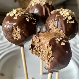 ['Close-up side view of colorful high protein cake pops with sprinkles.', 'Juicy high protein cake pops displayed on a white plate, showcasing rich colors.', 'Side view of chocolate-coated high protein cake pops with a sprinkle topping.', 'A detailed shot of high protein cake pops featuring a glossy chocolate finish.']