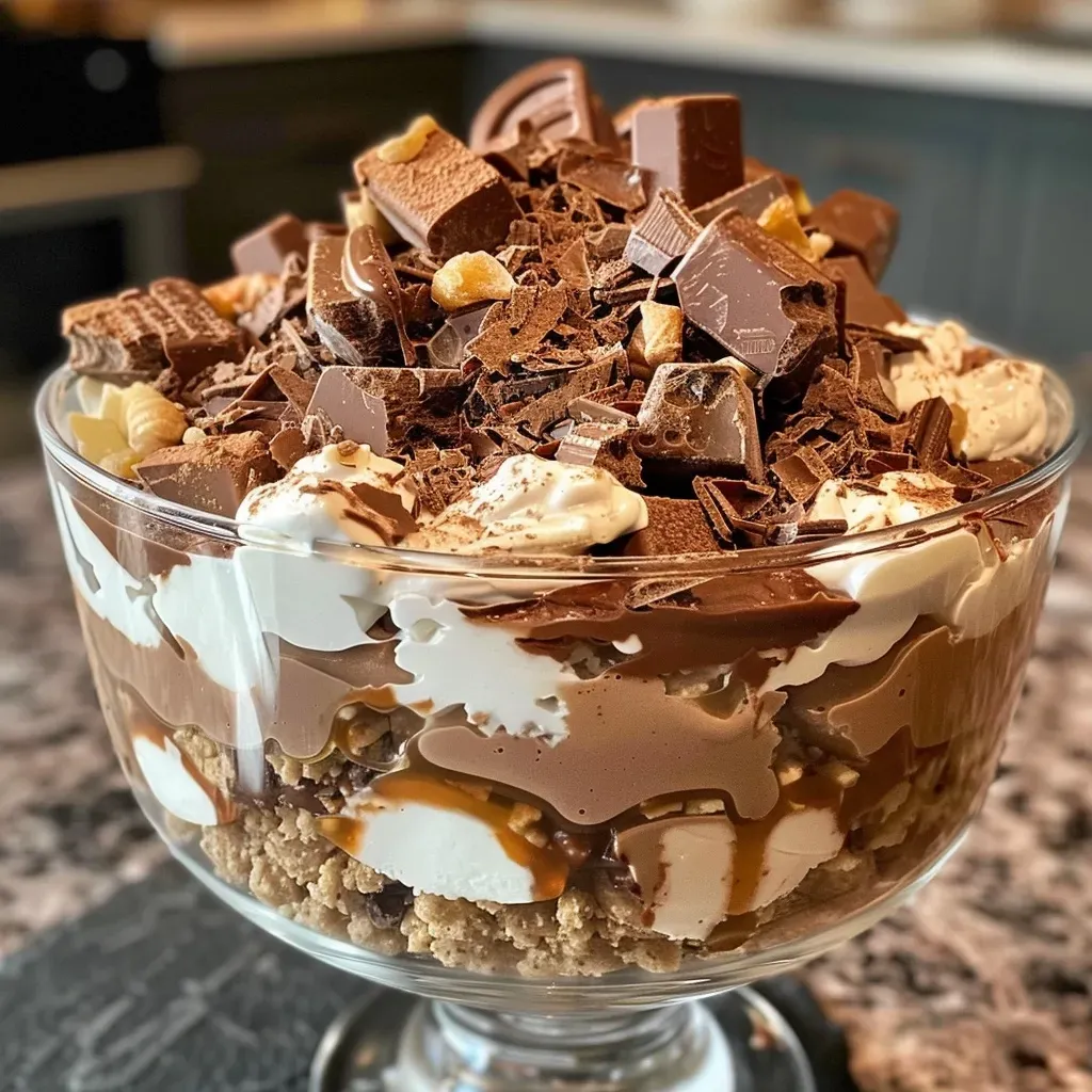 ['Side view of a luscious High Protein Fudge Trifle, showcasing layers of chocolate and yogurt.', 'Close-up image of a decadent High Protein Fudge Trifle with visible layers of protein-rich ingredients.', 'Detailed side perspective of a fudge trifle, highlighting creamy layers and chunks of chocolate.', 'Appetizing close-up of a High Protein Fudge Trifle, featuring glossy chocolate and creamy textures.']