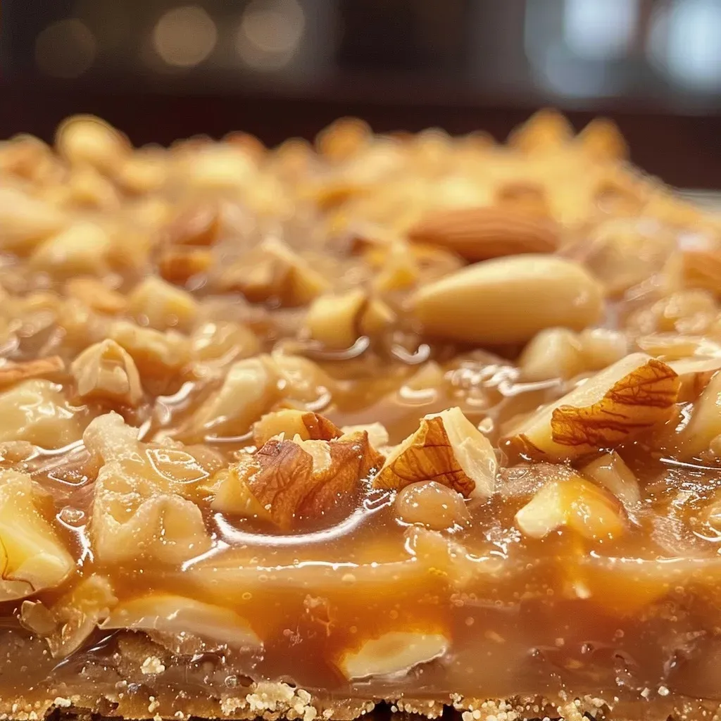 ['Close-up view of homemade praline made with hazelnuts and almonds.', 'Side view of a glossy praline, highlighting its nutty texture and caramelization.', 'Juicy homemade praline featuring chunks of hazelnuts and almonds.', 'Detailed shot of praline showcasing its rich, brown color and crunchy ingredients.']