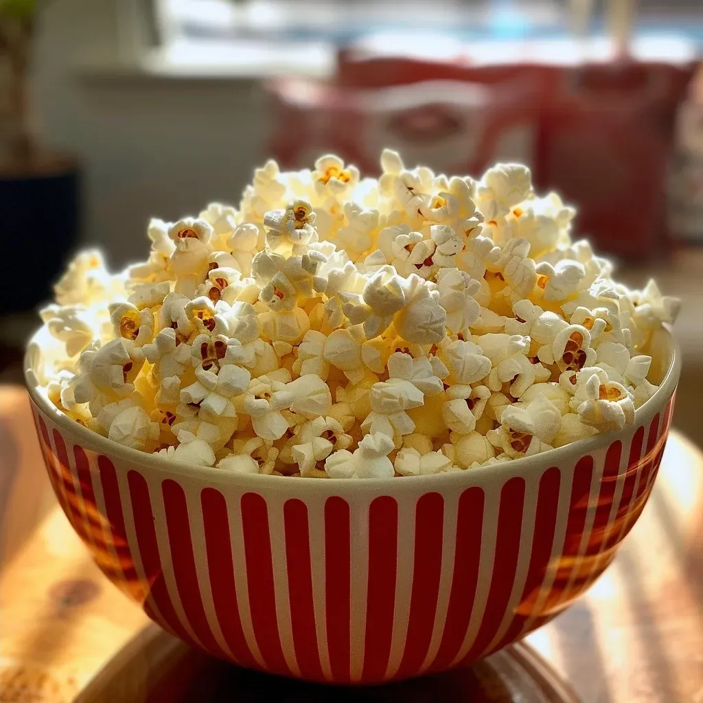 ['A close-up view of fluffy Instant Pot popcorn with a buttery sheen.', 'Juicy popcorn kernels glistening, prepared in an Instant Pot.', 'A side view of freshly popped popcorn, with melted butter and salt sprinkled on top.', 'Detailed shot of Instant Pot popcorn, featuring golden kernels and a drizzle of butter.']