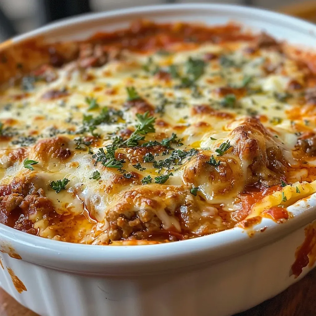 ['A close-up view of Keto Lasagna in a bowl, showcasing layers of sauce, cheese, and sausage.', 'Side view of a bowl filled with Keto Lasagna, featuring melted cheese and rich marinara sauce.', 'Delicious Keto Lasagna in a bowl, highlighting the ground sausage and creamy ricotta layers.', 'A vibrant bowl of Keto Lasagna showing various textures and colors from the ingredients.']