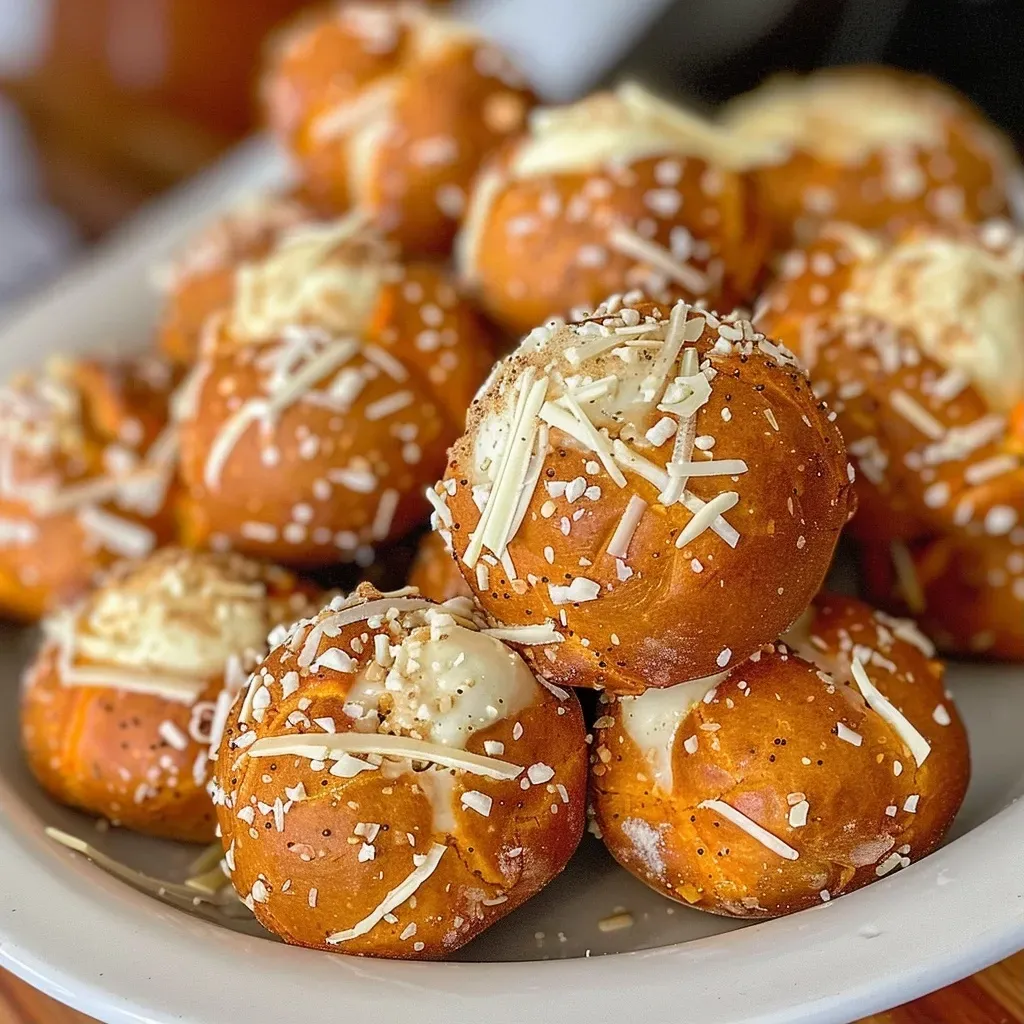 ['Close-up of golden-brown Low-Carb Pumpkin Pretzel Bites on a wooden surface.', 'A side view of freshly baked Low-Carb Pumpkin Pretzel Bites, showcasing their texture and color.', 'Juicy Low-Carb Pumpkin Pretzel Bites arranged artfully, highlighting their soft interior and crunchy exterior.', 'Delicious Low-Carb Pumpkin Pretzel Bites sprinkled with pumpkin spice sugar, ready to be enjoyed.']