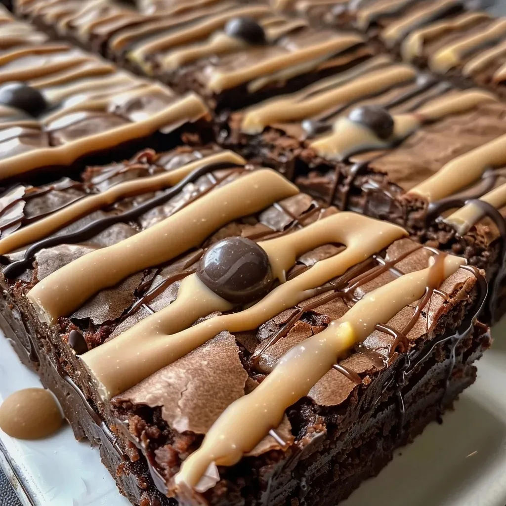['Close-up view of Mummy Halloween Brownies with candy eyeballs.', 'Side view of decorated brownies resembling mummies for Halloween.', 'Juicy Halloween brownies topped with white icing and candy eyes.', 'Brownies styled as mummies, featuring spooky candy eyeballs.']