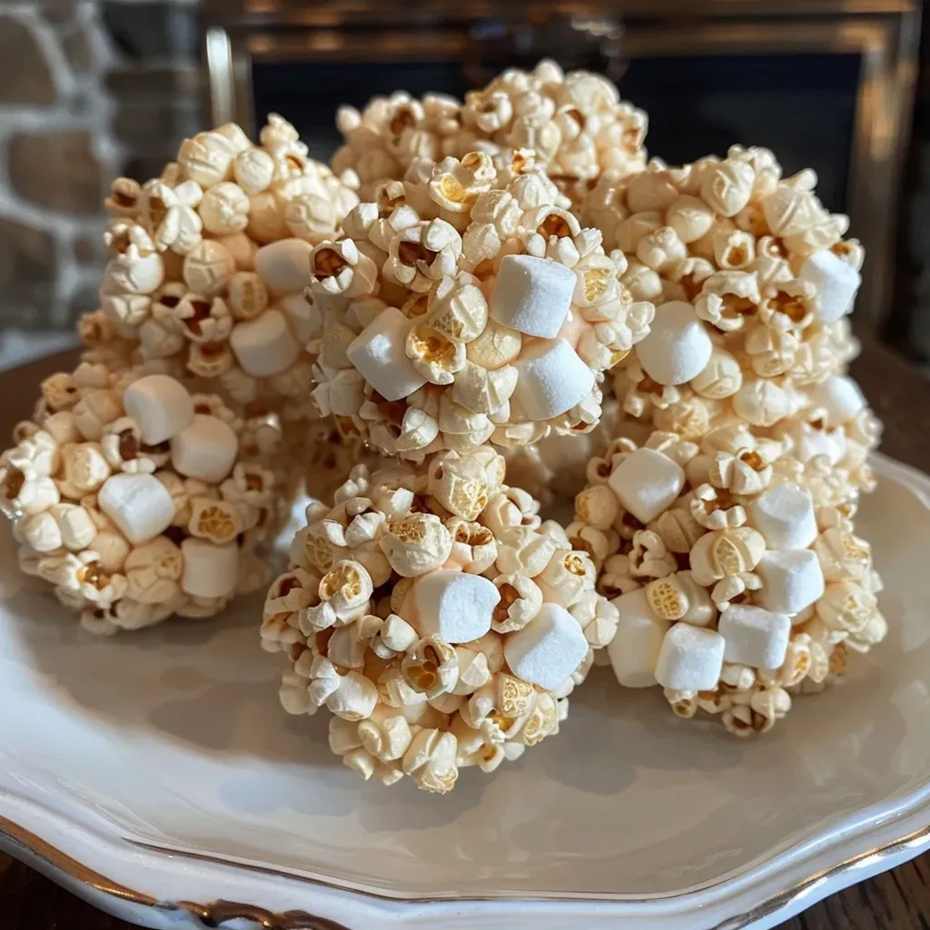 ['Close-up of a cluster of colorful popcorn balls showcasing a mix of textures.', 'Side view of popcorn balls, highlighting their round shape and soft, fluffy appearance.', 'Juicy popcorn balls in various colors, glistening with sugary coating.', 'A tempting group of popcorn balls, emphasizing their chewy marshmallow texture.']