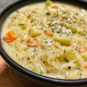 ['Close-up view of creamy potato soup in a bowl, showcasing its rich texture and ingredients.', 'Side perspective of a delicious protein-rich potato soup, highlighting diced vegetables and creamy finish.', 'Detailed image of protein cream of potato soup with visible chunks of potatoes and a sprinkle of cheese on top.', 'A vibrant bowl of potato soup filled with diced vegetables and a smooth creamy layer.']