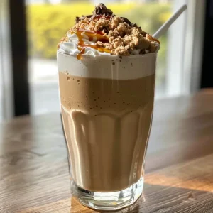 ['A close-up side view of a creamy protein milkshake in a tall glass.', 'A delicious protein milkshake with a thick texture, showcasing its rich ingredients.', 'A vibrant protein milkshake with a layer of chocolate syrup drizzled on top.', 'A refreshing protein milkshake captured from the side, highlighting its smooth consistency.']