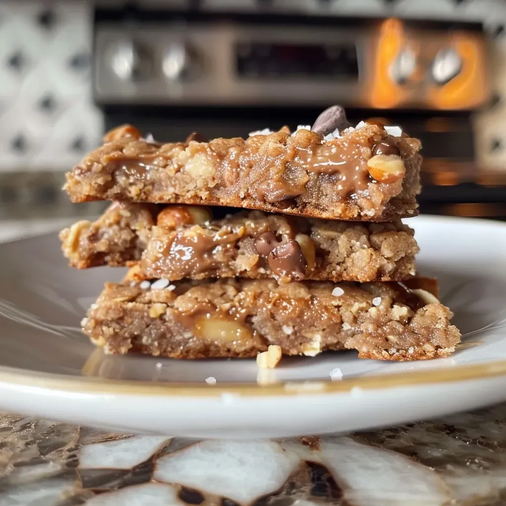 ['Close-up side view of a decadent salted toffee cookie with a glossy finish.', 'A deliciously golden protein-packed cookie sprinkled with sea salt.', 'Side view of a moist, chewy salted toffee cookie with chocolate chips visible.', 'Close-up of a crumbl cookie showcasing rich toffee bits and a soft texture.']