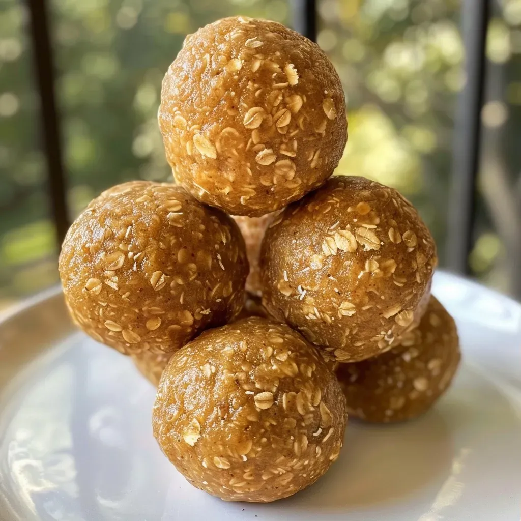 ['A close-up side view of Pumpkin Protein Balls on a wooden surface.', 'Juicy Pumpkin Protein Balls arranged on a rustic table, showcasing their texture.', 'A detailed shot of Pumpkin Protein Balls, highlighting their golden color and ingredients.', 'A vibrant close-up of Pumpkin Protein Balls, emphasizing their round shape and nutty exterior.']