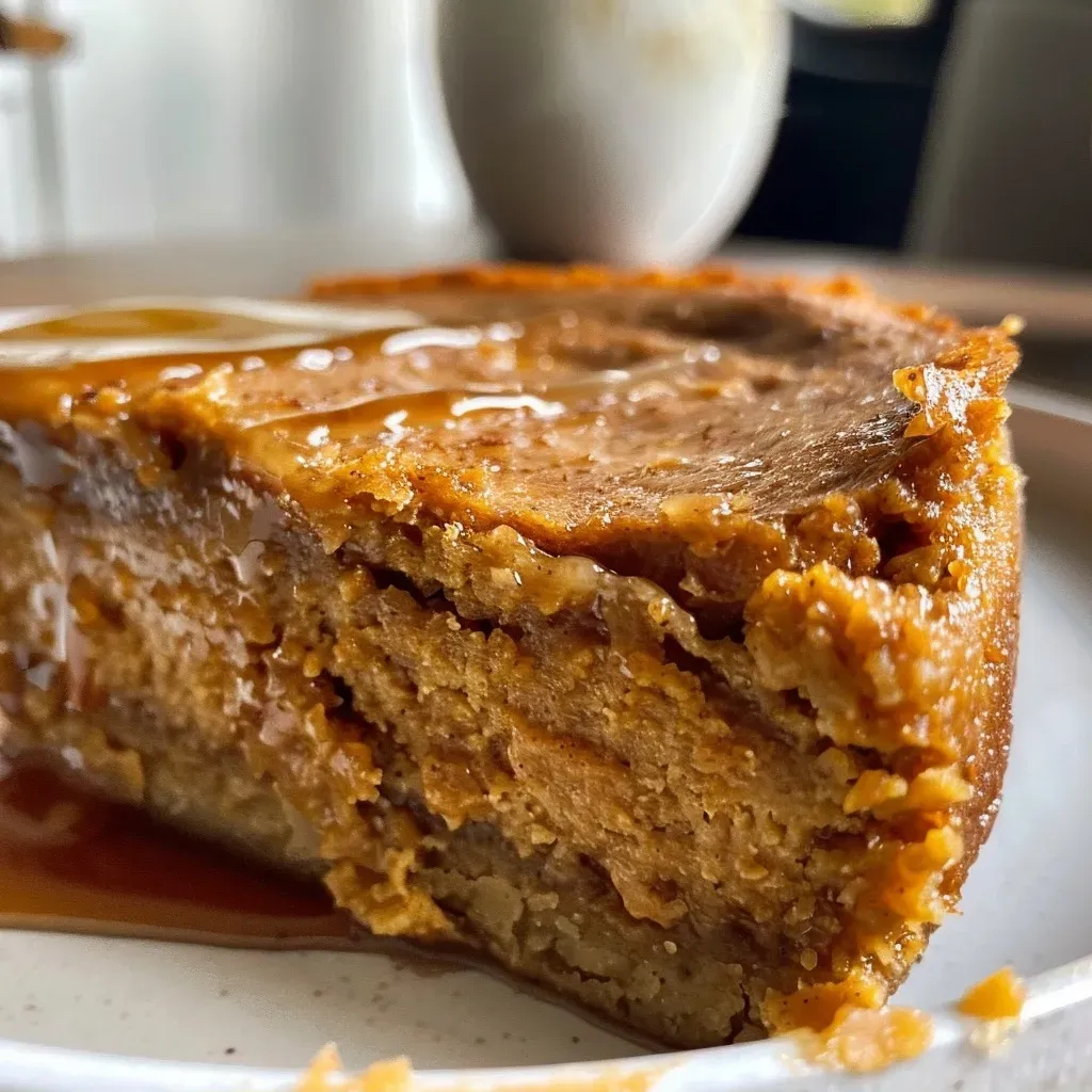 ['Close-up view of a moist Pumpkin Protein Breakfast Cake with a golden-brown crust.', 'Side view of a slice of Pumpkin Protein Breakfast Cake, showcasing its fluffy texture.', 'Juicy Pumpkin Protein Breakfast Cake with vibrant orange pumpkin filling, sliced on a plate.', 'Detailed view of Pumpkin Protein Breakfast Cake revealing layers and ingredients like pumpkin spice.']