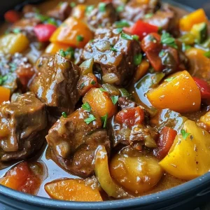 ['Close-up view of a hearty slow-cooked summer beef casserole with vibrant vegetables.', 'Juicy beef casserole featuring colorful peppers and zucchini, garnished with parsley.', 'Side view of a steaming beef casserole, showcasing tender meat and fresh ingredients.', 'Detailed shot of a flavorful summer beef casserole with melted parmesan and herbs.']