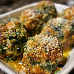 ['Close-up image of freshly baked Spinach Balls on a wooden surface.', 'Juicy Spinach Balls displayed on a plate, highlighting their vibrant green color.', 'Side view photo of golden-brown Spinach Balls, garnished with herbs.', 'Delicious Spinach Balls sitting on a rustic table, showcasing their appetizing texture.']