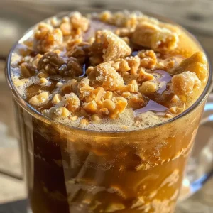 ['Close-up view of a bottle of Toffee Nut Syrup with brown and gold tones.', 'Side view of a glass jar filled with Toffee Nut Syrup, showcasing its rich color.', 'Detailed image of Toffee Nut Syrup highlighting its texture and toffee bits.', 'Luscious Toffee Nut Syrup in a bottle, reflecting light with a warm hue.']