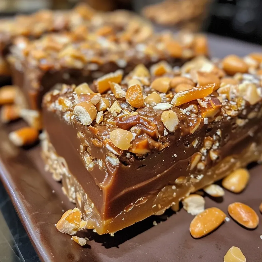 ['Close-up view of a delicious Toffee Protein Bar showcasing its chewy texture and rich color.', 'Side view of a Toffee Protein Bar with a glossy sauce drizzled on top, highlighting its appealing ingredients.', 'Detailed shot of a Toffee Protein Bar, emphasizing its layers and the chopped walnuts on the surface.', 'A juicy Toffee Protein Bar captured from the side, revealing its soft, chewy interior and caramel drizzle.']