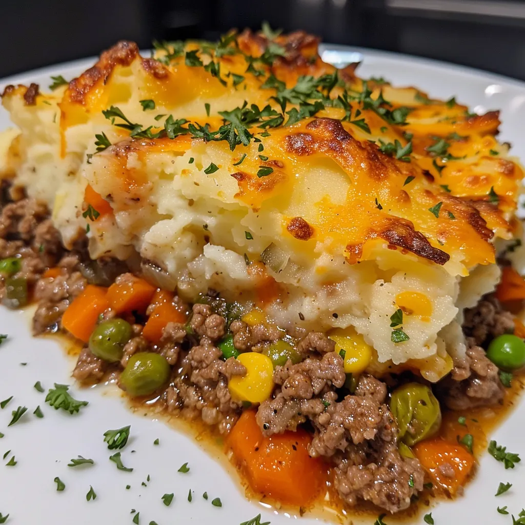['A close-up side view of a juicy Slow Cooker Shepherd’s Pie with golden mashed potatoes and colorful vegetables.', 'Slow Cooker Shepherd’s Pie showcasing a hearty filling of ground beef and vegetables beneath a smooth layer of mashed potatoes.', 'Side view of Shepherd’s Pie in a slow cooker, highlighting the creamy mashed potatoes and savory beef mixture.', 'Delicious Slow Cooker Shepherd’s Pie with a crispy topping of cheddar cheese and a sprinkle of paprika.']
