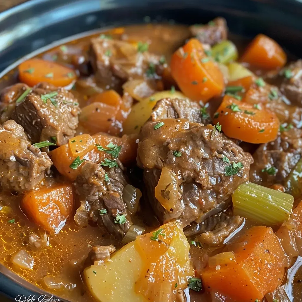 ['Close-up view of a hearty Witches Cauldron Casserole with visible chunks of beef and vegetables.', 'Side angle of a bubbling Witches Cauldron Casserole, showcasing golden potatoes and colorful carrots.', 'Detailed image of a Witches Cauldron Casserole, featuring tender beef and a creamy sauce.', 'Hot Witches Cauldron Casserole in a rustic dish, highlighting its inviting texture and vibrant ingredients.']