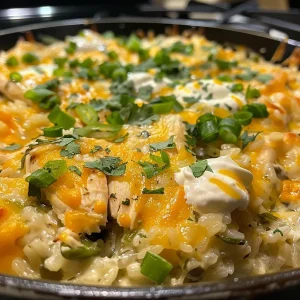 Cheesy Green Chili Chicken and Rice Casserole