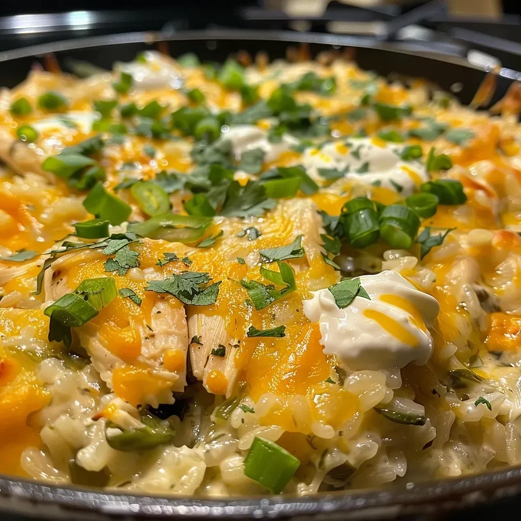 Cheesy Green Chili Chicken and Rice Casserole