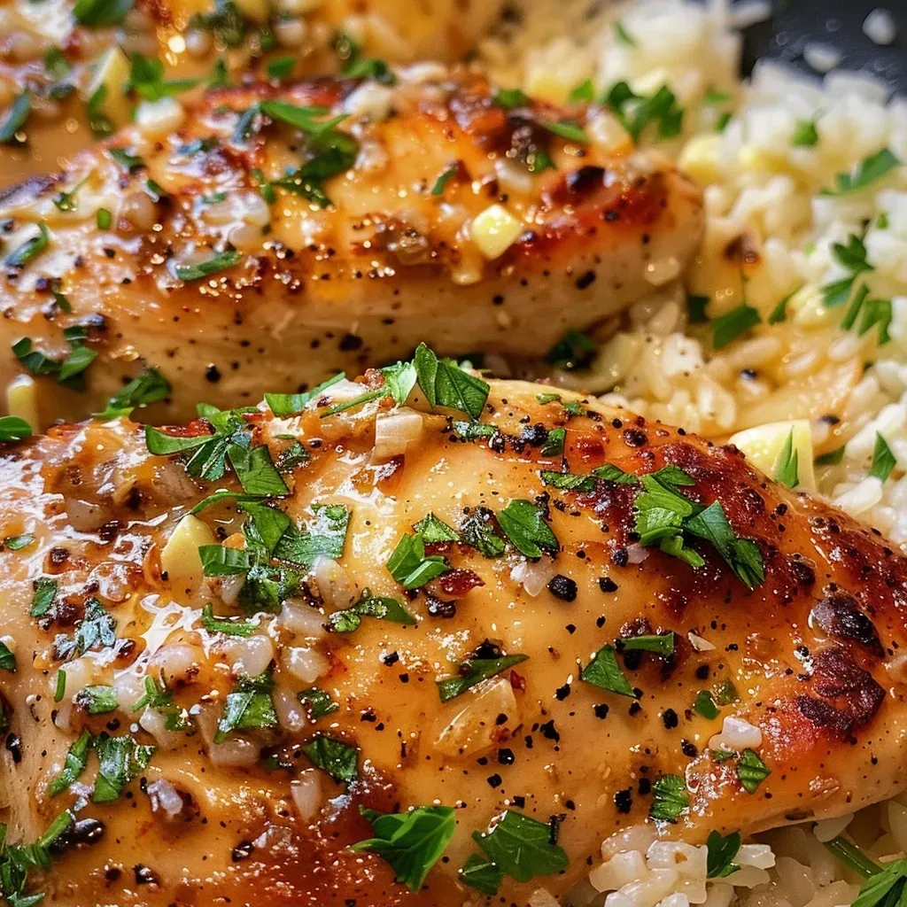 Garlic Butter Chicken with Parmesan Rice