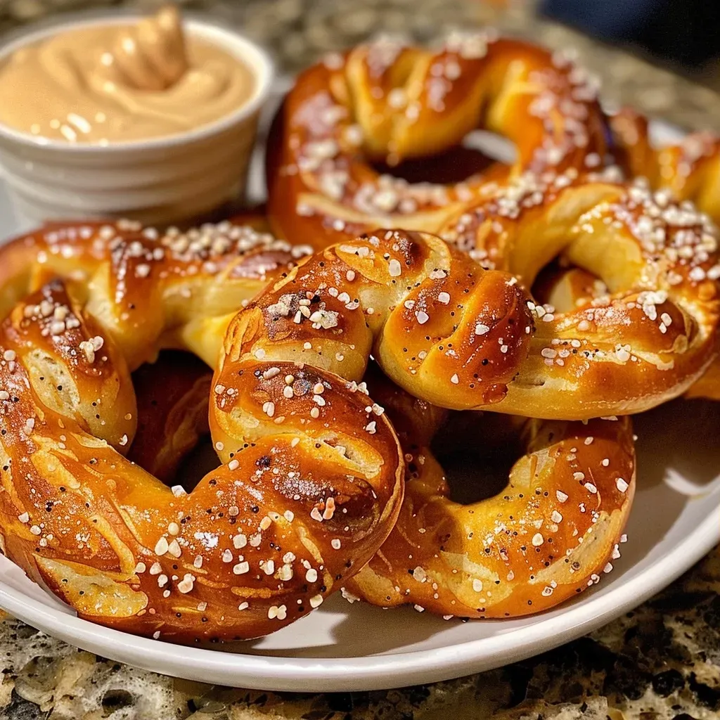 Hard Cider Pretzels with Creamy Honey Mustard