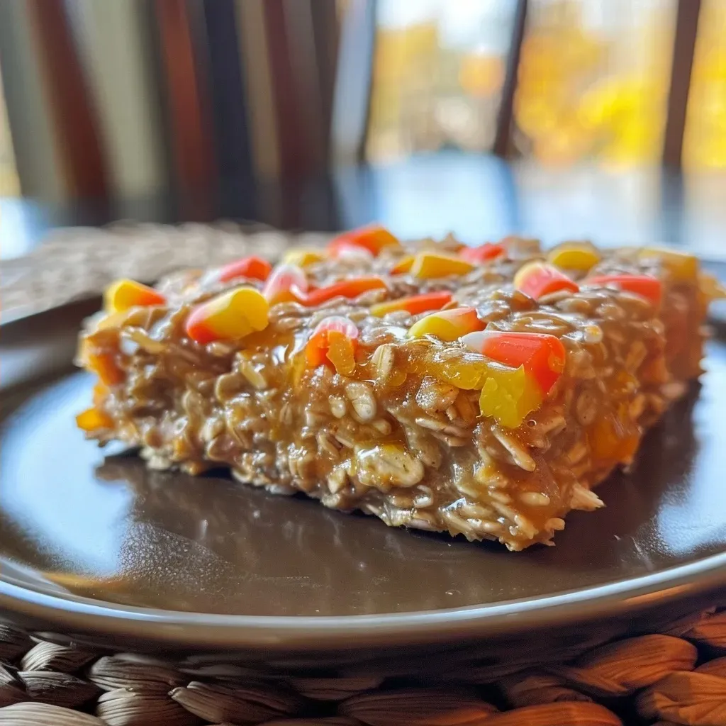 Healthy Halloween Candy Corn Baked Oatmeal