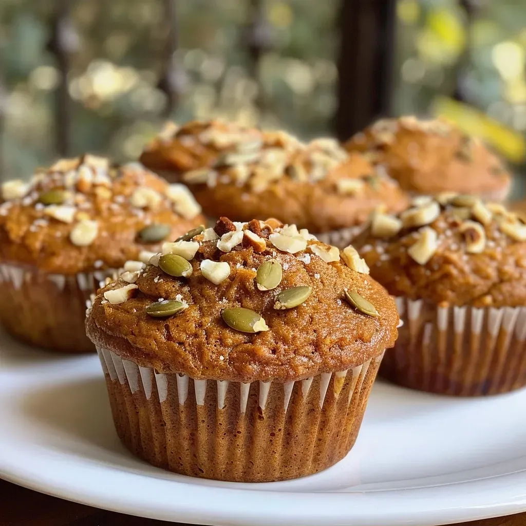 Close-up of high-protein pumpkin muffins with cream cheese filling, showcasing a moist texture and golden-brown top.