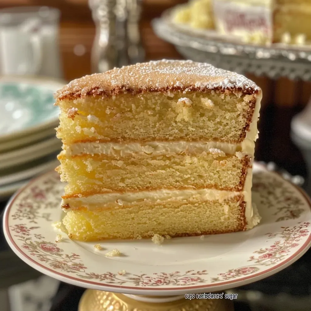 A close-up side view of a moist Neiman Marcus Cake with cream cheese frosting.
