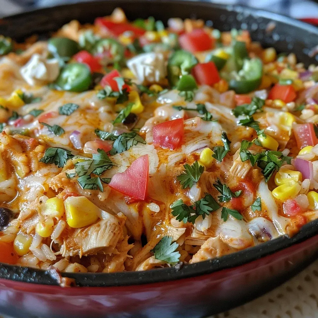 One Pot Chicken Enchilada Rice Casserole