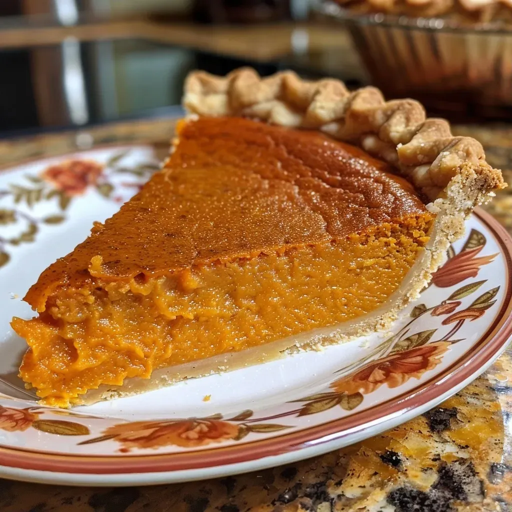 Close-up of a freshly baked Sweet Potato Pie with a golden crust.