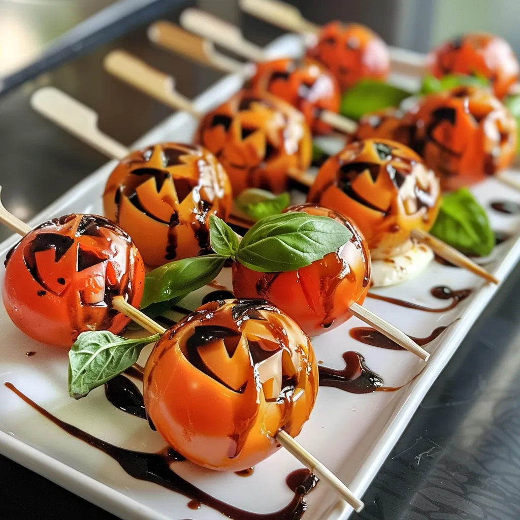 Jack-O’-Lantern Caprese Skewers