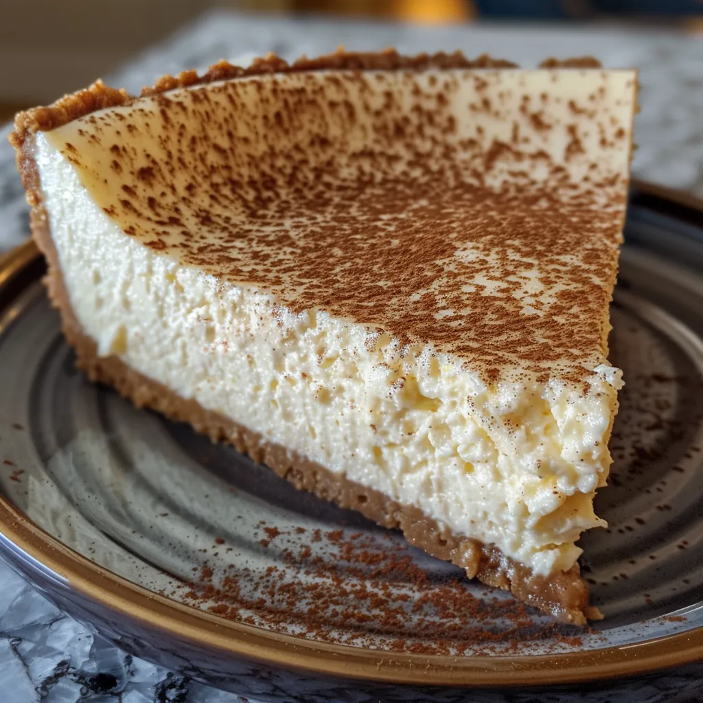 Side view of a luscious Keto Eggnog Cheesecake, showcasing its creamy texture and festive toppings.