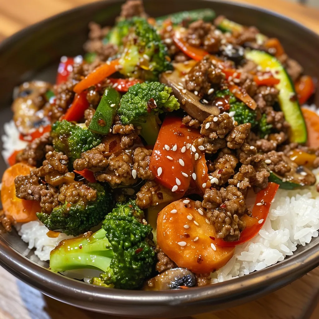 Spicy Ground Beef Stir-Fry Bowl