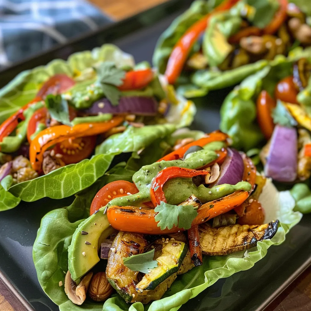 Fajita Lettuce Wraps with Hazelnut Avocado Crema